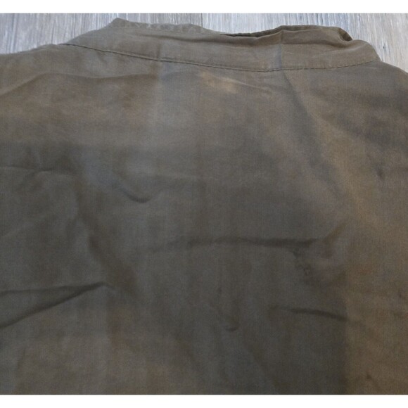 EVR‎ Vintage Ruffle Jacket Womens Medium green shoulder pads 100% silk - Picture 3 of 8